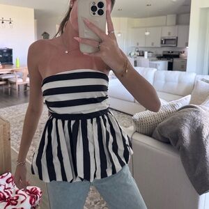Striped Strapless Top